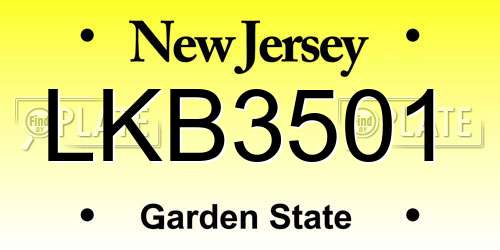 LKB3501 New Jersey License Plate