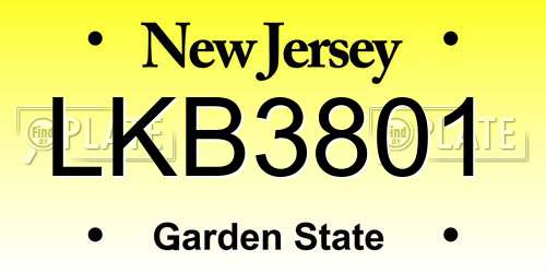 LKB3801 New Jersey License Plate