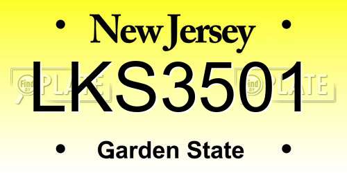 LKS3501 New Jersey License Plate
