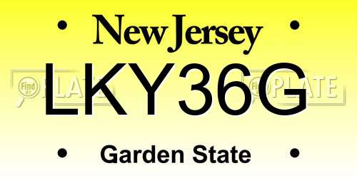 LKY36G New Jersey License Plate