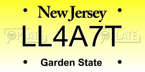 LL4A7T New Jersey License Plate