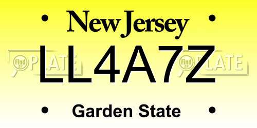 LL4A7Z New Jersey License Plate