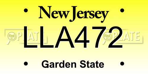 LLA472 New Jersey License Plate