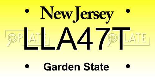 LLA47T New Jersey License Plate