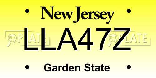LLA47Z New Jersey License Plate