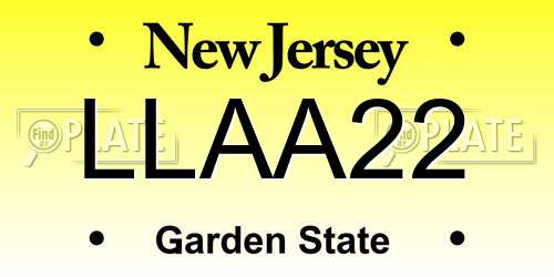LLAA22 New Jersey License Plate