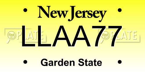 LLAA77 New Jersey License Plate
