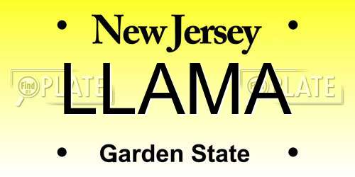 LLAMA New Jersey License Plate
