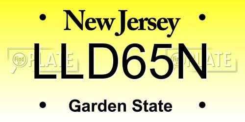 LLD65N New Jersey License Plate