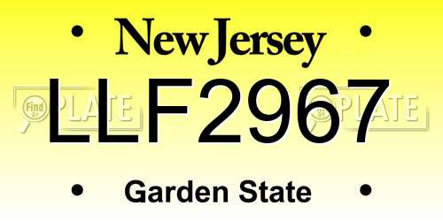 LLF2967 New Jersey License Plate