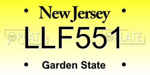 LLF551 New Jersey License Plate
