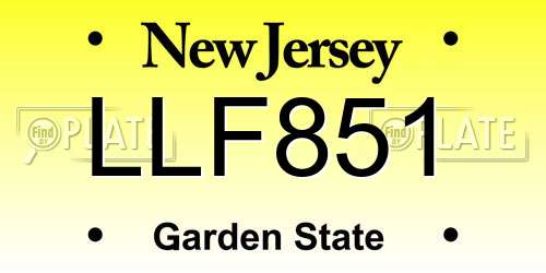 LLF851 New Jersey License Plate