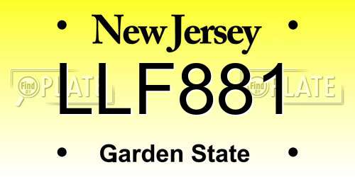LLF881 New Jersey License Plate