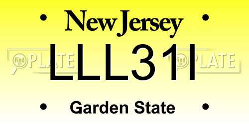 LLL31I New Jersey License Plate