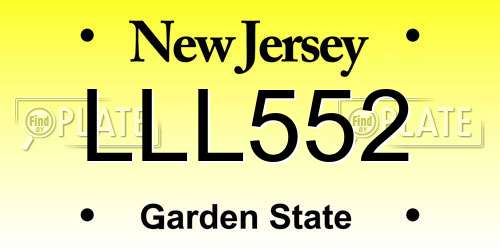 LLL552 New Jersey License Plate