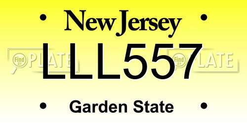 LLL557 New Jersey License Plate