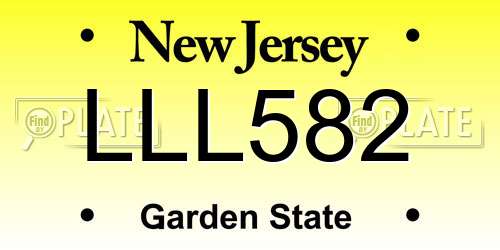 LLL582 New Jersey License Plate