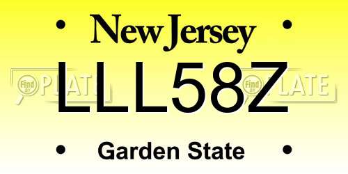 LLL58Z New Jersey License Plate