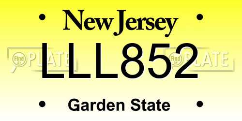 LLL852 New Jersey License Plate