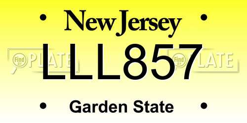 LLL857 New Jersey License Plate