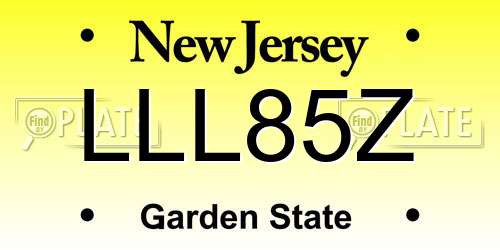 LLL85Z New Jersey License Plate