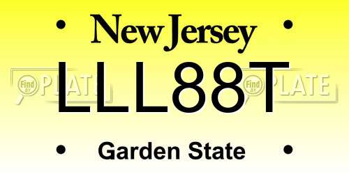 LLL88T New Jersey License Plate
