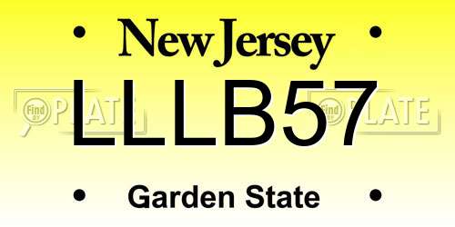 LLLB57 New Jersey License Plate