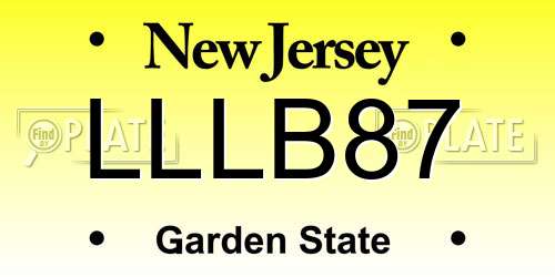 LLLB87 New Jersey License Plate