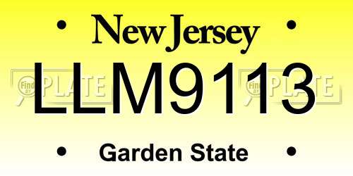 LLM9113 New Jersey License Plate