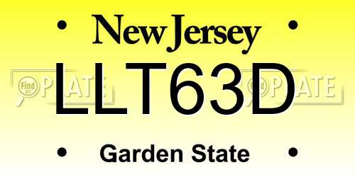LLT63D New Jersey License Plate