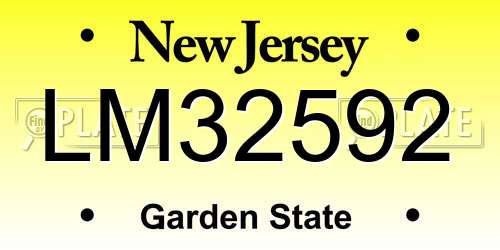 LM32592 New Jersey License Plate