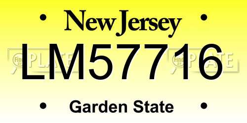 LM57716 New Jersey License Plate
