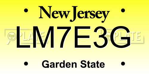 LM7E3G New Jersey License Plate