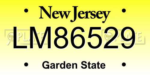 LM86529 New Jersey License Plate