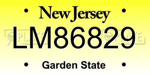 LM86829 New Jersey License Plate