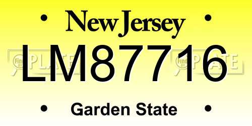 LM87716 New Jersey License Plate