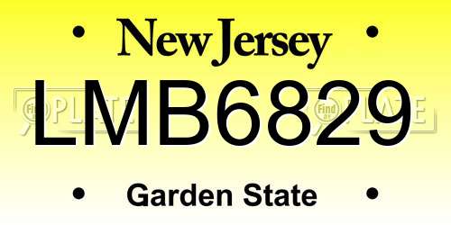 LMB6829 New Jersey License Plate