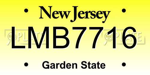 LMB7716 New Jersey License Plate