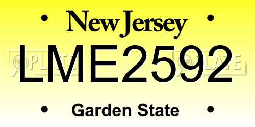 LME2592 New Jersey License Plate