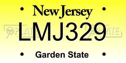 LMJ329 New Jersey License Plate