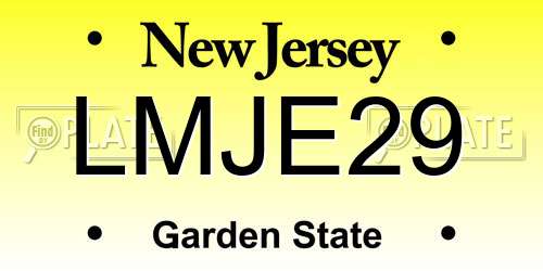 LMJE29 New Jersey License Plate