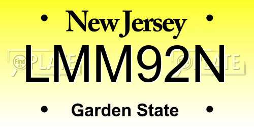 LMM92N New Jersey License Plate