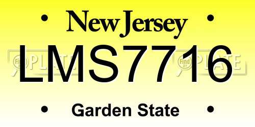 LMS7716 New Jersey License Plate