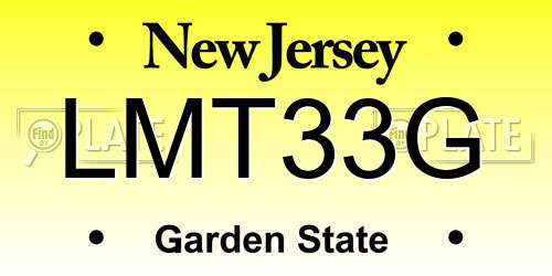 LMT33G New Jersey License Plate