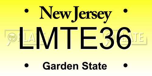 LMTE36 New Jersey License Plate