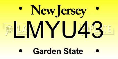 LMYU43 New Jersey License Plate