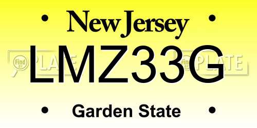 LMZ33G New Jersey License Plate