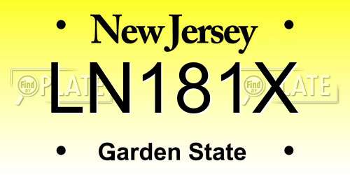 LN181X New Jersey License Plate