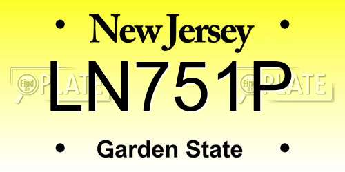 LN751P New Jersey License Plate