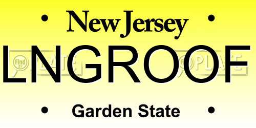 LNGROOF New Jersey License Plate